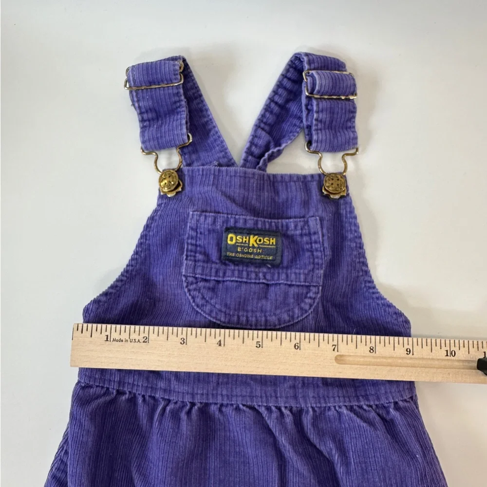 VTG OshKosh B’Gosh Girls Skirtall Purple Corduroy Overalls Toddler 4 Made in USA